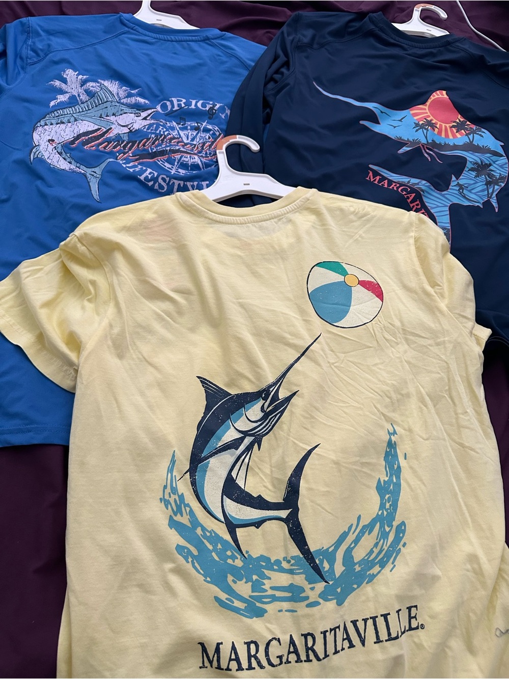 Margaritaville Pale Yellow Marlin Tee with Beach Ball Graphic and 2 long sleeved
